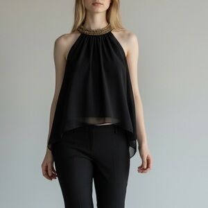 Romeo + Juliet couture vintage halter chiffon beaded neck blouse size S